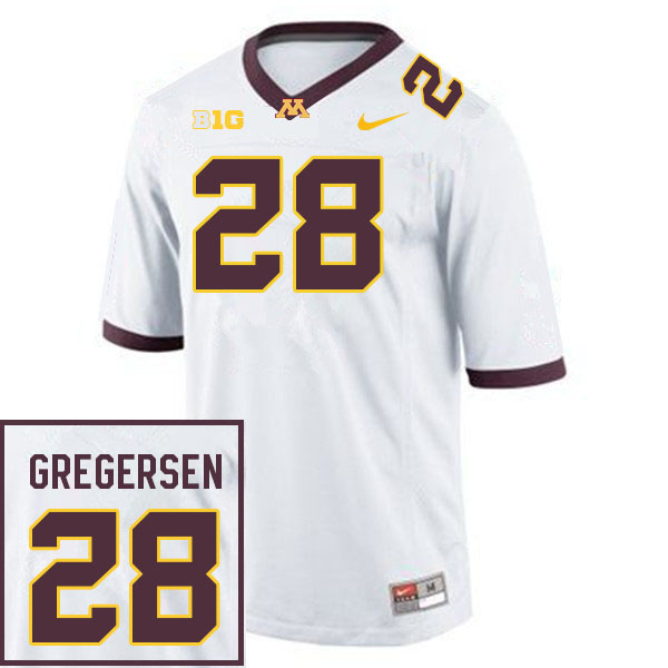 Men #28 Colton Gregersen Minnesota Golden Gophers College Football Jerseys Sale-White